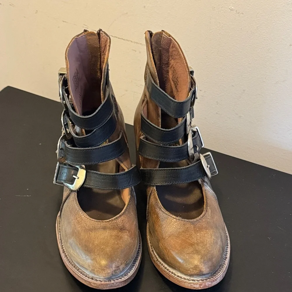 Like New Freebird Brown and Black Ankle Boots